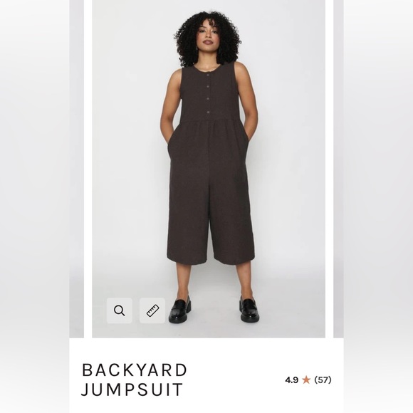 Conscious Clothing Backyard Jumpsuit Size M Cream Linen - Picture 7 of 9